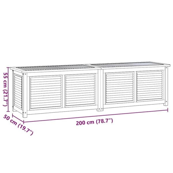 vidaXL Putekasse med pose 200x50x53 cm heltre teak
