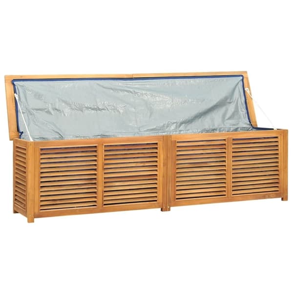 vidaXL Ulkosäilytyslaatikko pussilla 200x50x55 cm täysi tiikki
