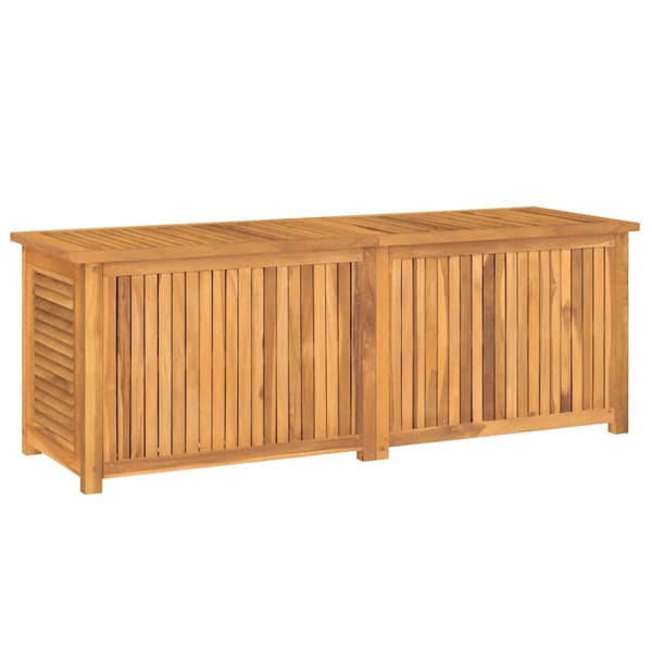 vidaXL Ulkosäilytyslaatikko pussilla 150x50x55 cm täysi tiikki