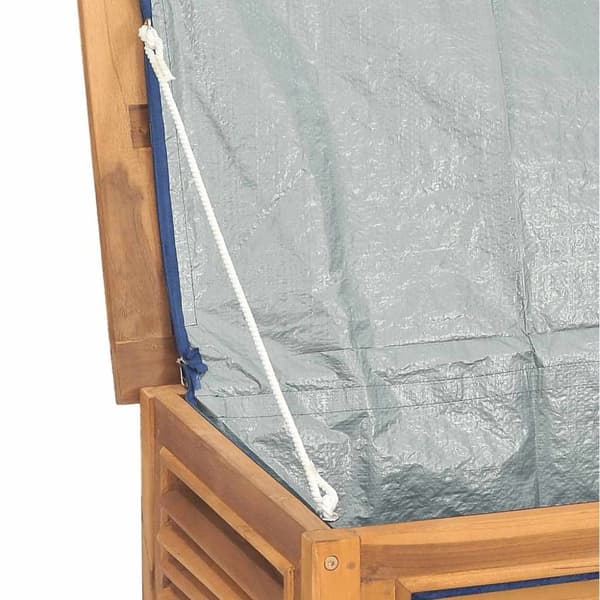 vidaXL Ulkosäilytyslaatikko pussilla 150x50x55 cm täysi tiikki