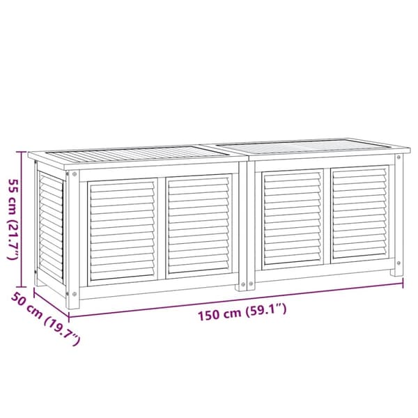 vidaXL Ulkosäilytyslaatikko pussilla 150x50x55 cm täysi tiikki