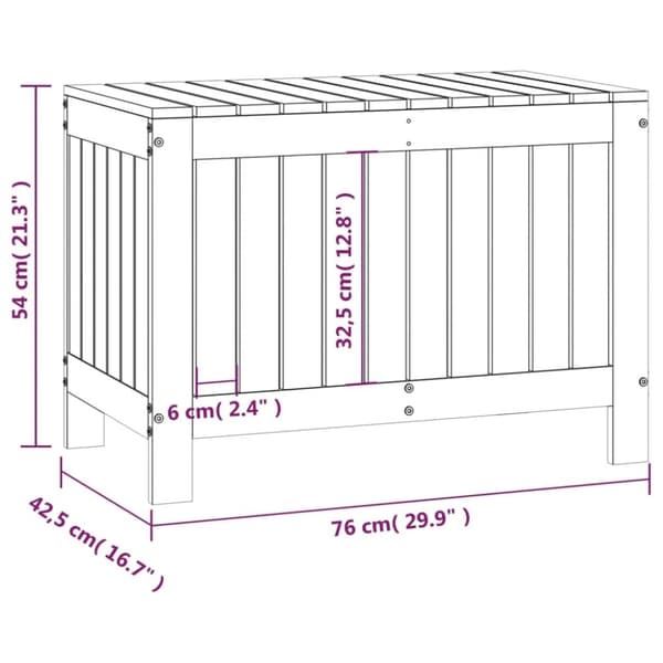 vidaXL Putekasse hvid 76x42,5x54 cm heltre furu
