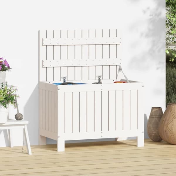 vidaXL Putekasse hvid 76x42,5x54 cm heltre furu