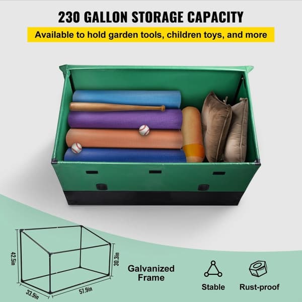230 gallon 147x86x108x77cm portabel utomhusförvaringslåda med nätventil, högkvalitativt material, lätt att montera