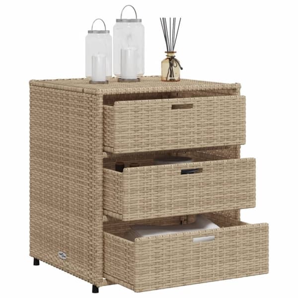 vidaXL Puutarhan säilytyskaappi beige 55x59x69 cm polyrottinki
