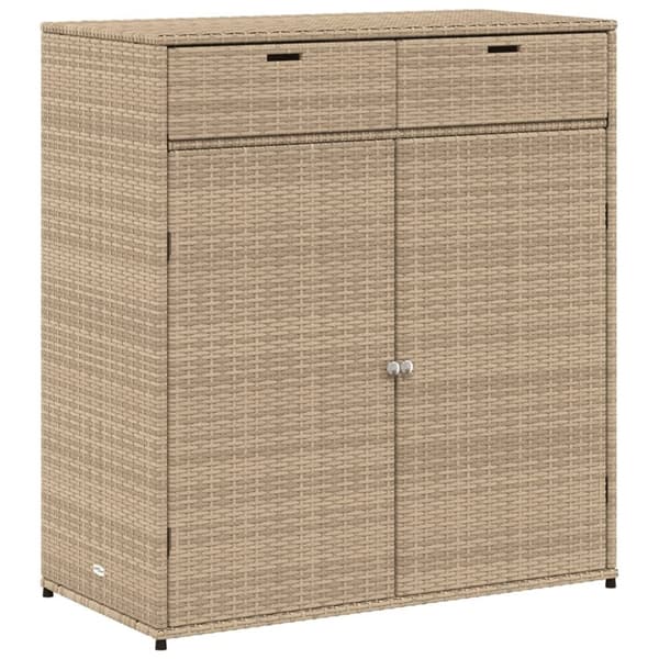 vidaXL Puutarhan säilytyskaappi beige 105x55x113 cm polyrottinki