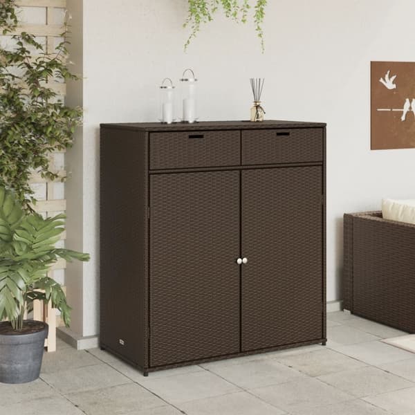 vidaXL Puutarhan säilytyskaappi ruskea 105x55x113 cm polyrottinki