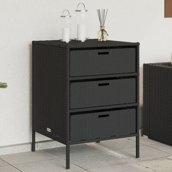 vidaXL opbevaringsskab til haven 55x59x80 cm polyrattan sort