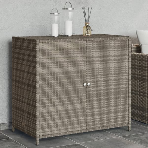 vidaXL Puutarhan säilytyskaappi harmaa 83x45x76 cm polyrottinki