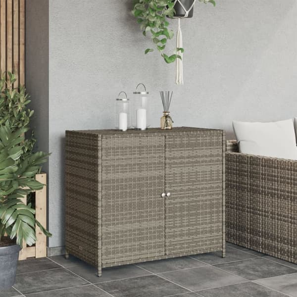 vidaXL Puutarhan säilytyskaappi harmaa 83x45x76 cm polyrottinki