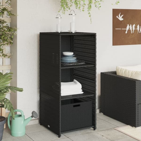 vidaXL opbevaringsskab til haven 50x55x115 cm polyrattan sort