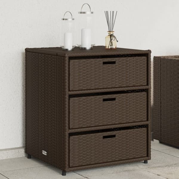 vidaXL opbevaringsskab til haven 55x59x69 cm polyrattan brun