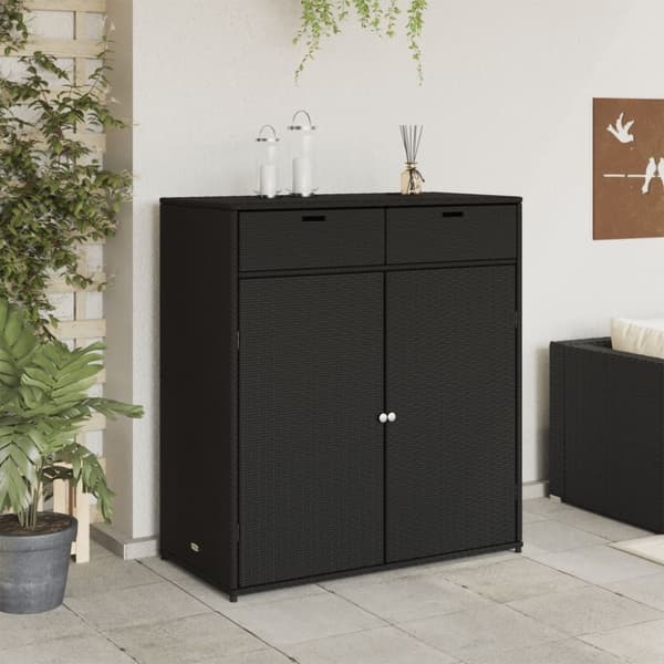 vidaXL Trädgårdsskåp svart 105x55x113 cm konstrotting