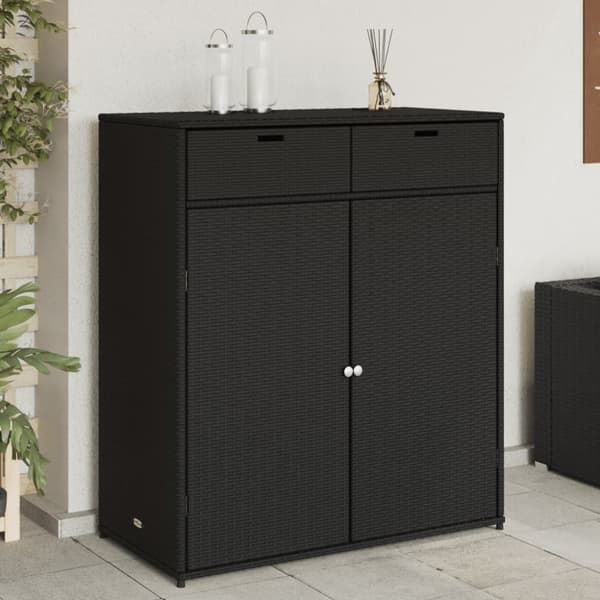 vidaXL opbevaringsskab til haven 105x55x113 cm polyrattan sort