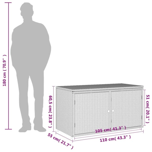 vidaXL opbevaringsskab til haven 110x55x60,5 cm polyrattan grå
