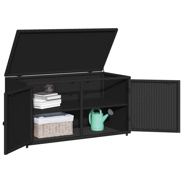 vidaXL Puutarhan säilytyskaappi musta 110x55x60,5 cm polyrottinki