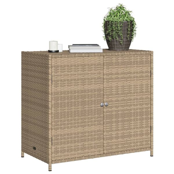 vidaXL opbevaringsskab til haven 83x45x76 cm polyrattan beige