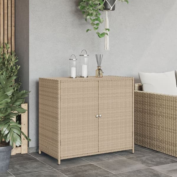 vidaXL opbevaringsskab til haven 83x45x76 cm polyrattan beige