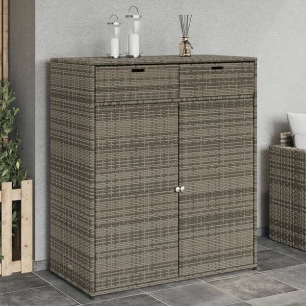 vidaXL Puutarhan säilytyskaappi harmaa 105x55x113 cm polyrottinki