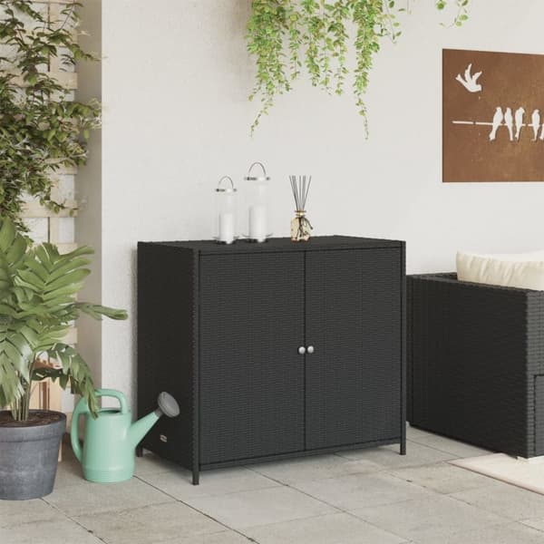 vidaXL Puutarhan säilytyskaappi musta 83x45x76 cm polyrottinki