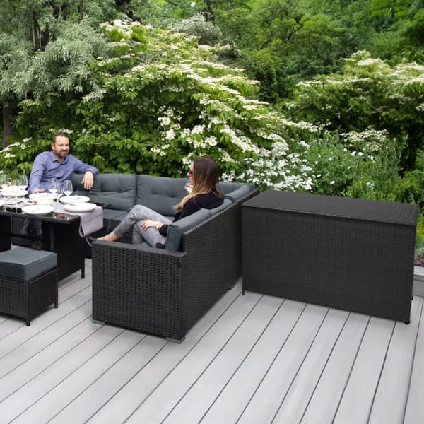 Storage Box for Rattan Furniture Cushions & Waterproof Carrying Bag Tools Toys Furniture Chest 582L Outdoor Patio Terrace Steel Frame Wheels