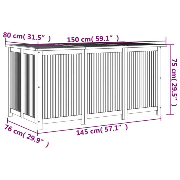 vidaXL Putekasse 150x80x75 cm heltre akasie