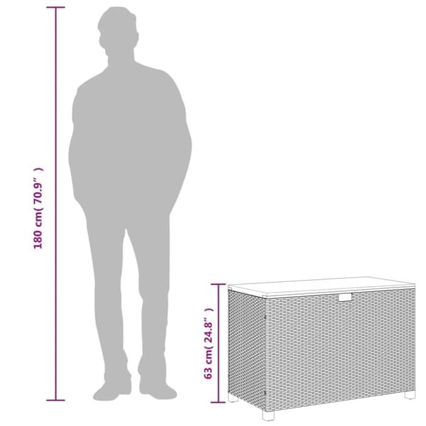 vidaXL Puutarhan säilytyslaatikko musta 110x55x63 cm polyrottinki