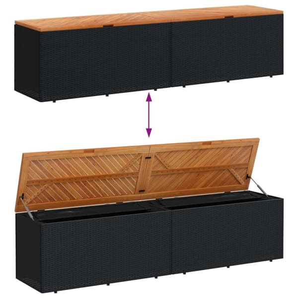 vidaXL Dynbox svart 220x50x54 cm konstrotting akaciaträ