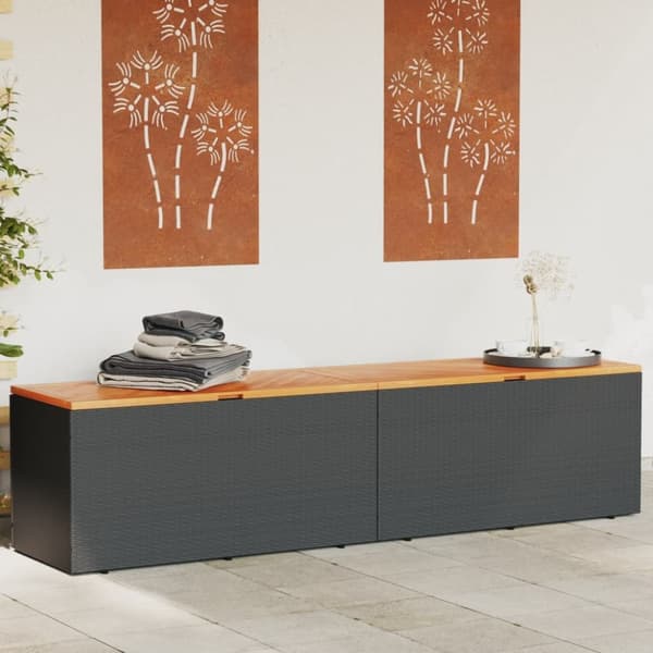 vidaXL Dynbox svart 220x50x54 cm konstrotting akaciaträ
