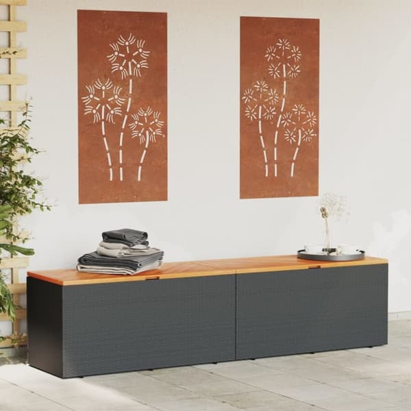 vidaXL Dynbox svart 220x50x54 cm konstrotting akaciaträ