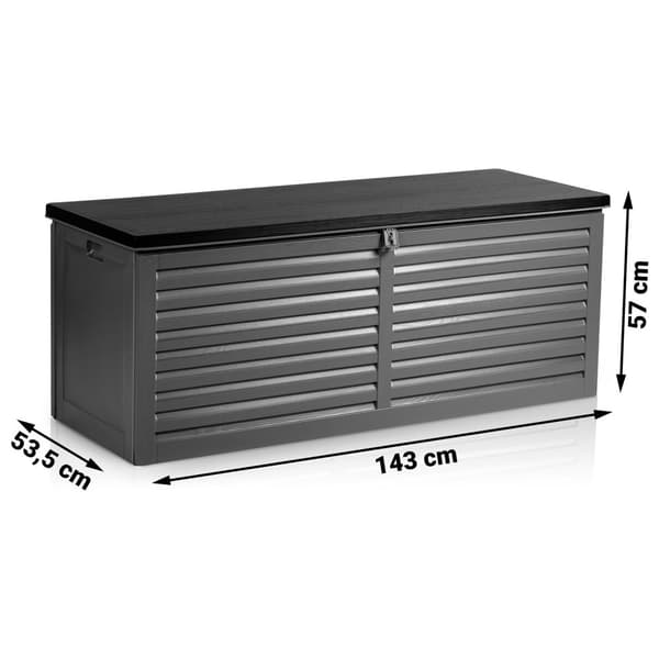Trädgårdslåda 143 x 57 x 53,5 cm 390 liter svart och grå