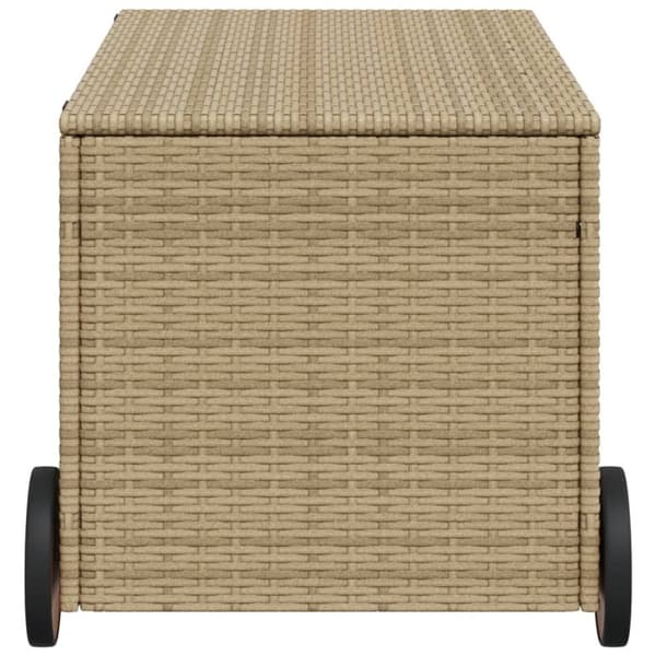 vidaXL Puutarhan säilytyslaatikko pyörillä beige 190 l polyrottinki