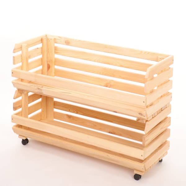 Grøntsagskasser på hjul RAWA /bredde 77cm - Naturlig