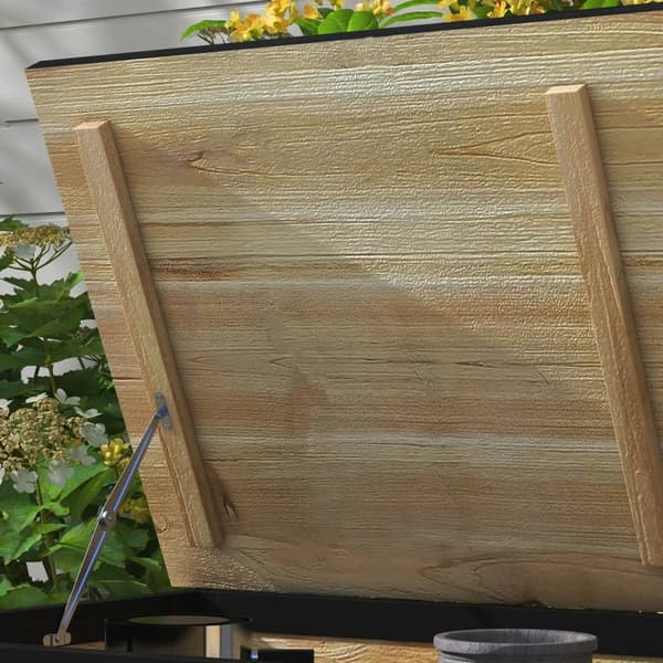 Rootz Garden Säilytyslaatikko - Ulkosäilytyslaatikko - 121 litraa - 2 pyörää - Säänkestävä - Metallirunko - Kuusi - Luonnonpuu - 100x50x43 cm