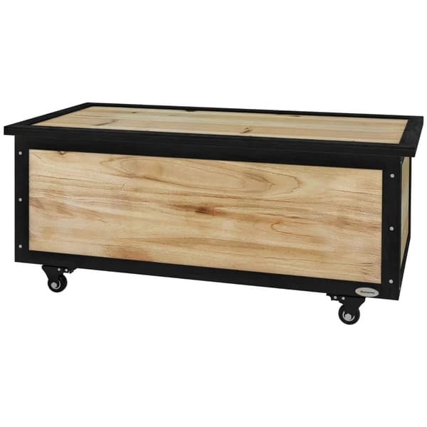 Rootz Trädgårdsförvaringslåda - Utomhusförvaringslåda - 121 liter - 2 hjul - Väderbeständig - Metallram - Granträ - Naturligt trä - 100x50x43 cm