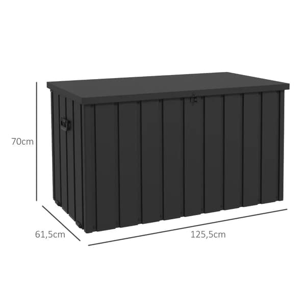 Rootz Förvaringslåda - Trädgårdslåda - Trädgårdslåda - 450l förvaringsutrymme - 2 hjul - Stålram - Mörkgrå - 125x61x70 cm