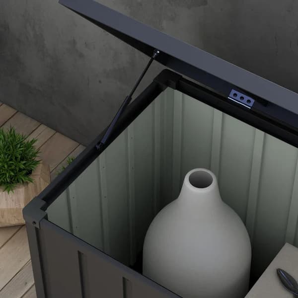 Rootz Förvaringslåda - Trädgårdslåda - Trädgårdslåda - 450l förvaringsutrymme - 2 hjul - Stålram - Mörkgrå - 125x61x70 cm