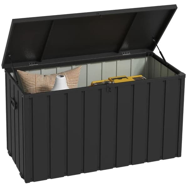 Rootz Förvaringslåda - Trädgårdslåda - Trädgårdslåda - 450l förvaringsutrymme - 2 hjul - Stålram - Mörkgrå - 125x61x70 cm