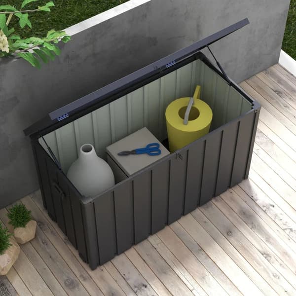 Rootz Förvaringslåda - Trädgårdslåda - Trädgårdslåda - 450l förvaringsutrymme - 2 hjul - Stålram - Mörkgrå - 125x61x70 cm