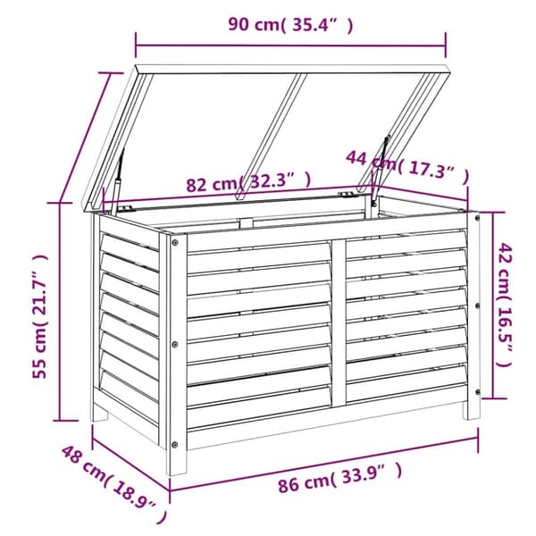 vidaXL Dynbox 90x48x55 cm massivt eukalyptusträ