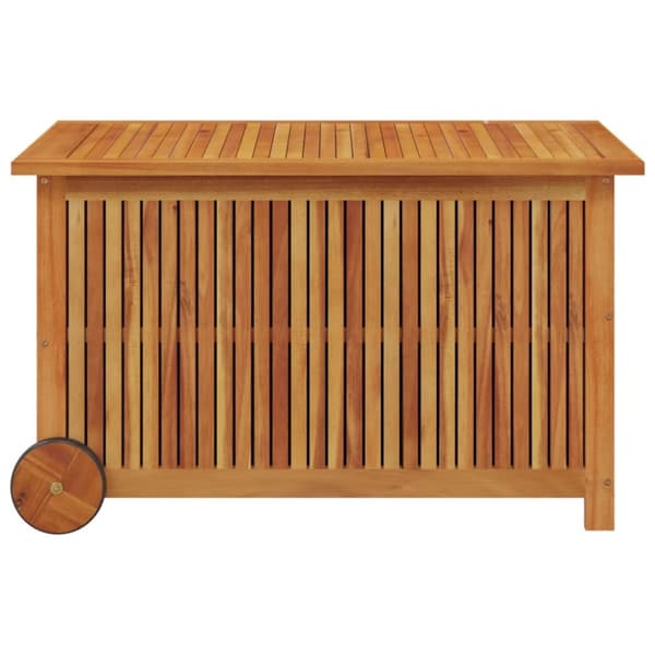 vidaXL opbevaringsboks til haven med hjul 90x50x58 cm massivt træ -  Udendørs opbevaringskasser