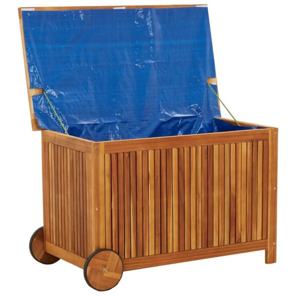 vidaXL opbevaringsboks til haven med hjul 90x50x58 cm massivt træ -  Udendørs opbevaringskasser