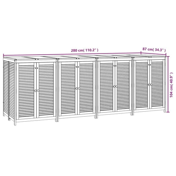 vidaXL Ulkosäilytyslaatikko 280x87x104 cm täysi akasiapuu -  Ulkotilan säilytyslaatikot