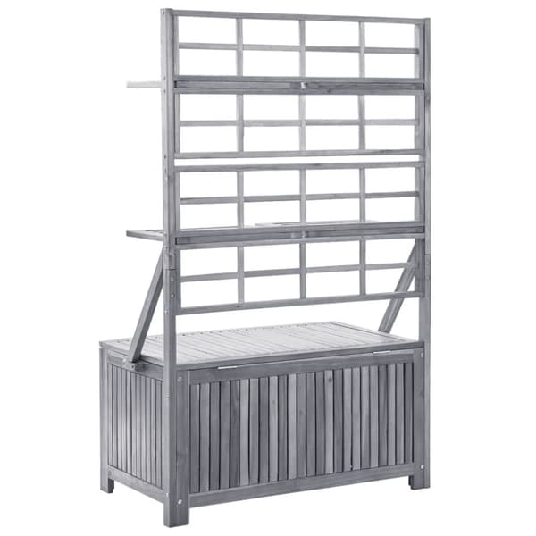 vidaXL Säilytyslaatikko säleiköllä harmaa 99x55x160cm täysi akaasiapuu -  Ulkotilan säilytyslaatikot