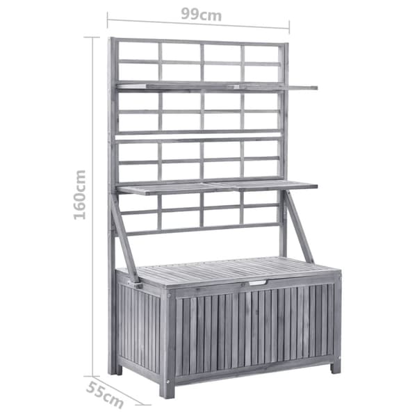 vidaXL Säilytyslaatikko säleiköllä harmaa 99x55x160cm täysi akaasiapuu -  Ulkotilan säilytyslaatikot
