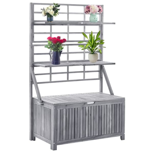 vidaXL Säilytyslaatikko säleiköllä harmaa 99x55x160cm täysi akaasiapuu -  Ulkotilan säilytyslaatikot