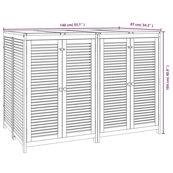 vidaXL Ulkosäilytyslaatikko 140x87x104 cm täysi akasiapuu -  Ulkotilan säilytyslaatikot