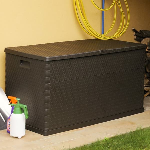 vidaXL Puutarhan Varastoarkku ruskea 120x56x63 cm PP-rottinki -  Ulkotilan säilytyslaatikot