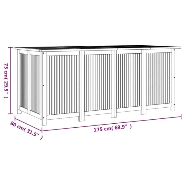 vidaXL Ulkosäilytyslaatikko 175x80x75 cm täysi akasiapuu -  Ulkotilan säilytyslaatikot
