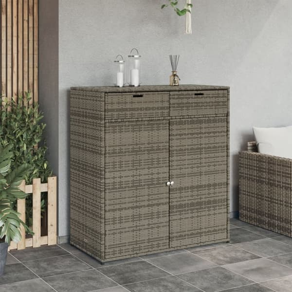 vidaXL Puutarhan säilytyskaappi harmaa 105x55x113 cm polyrottinki -  Ulkotilan säilytyslaatikot